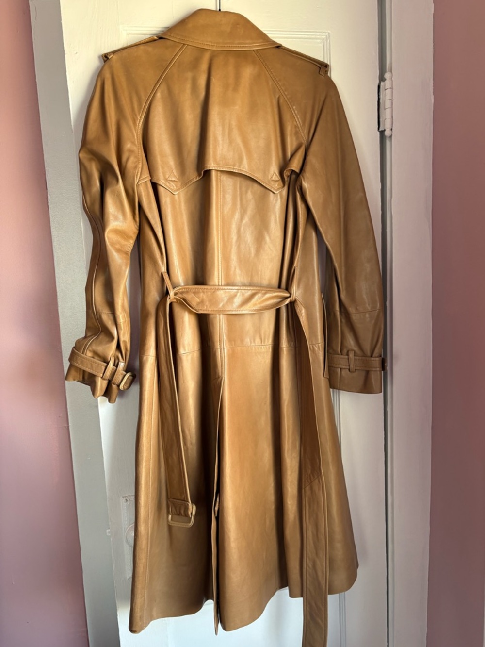 Vintage Ralph Lauren Purple Label Leather Trench Coat Archival Union Made in USA - Picture 10 of 10